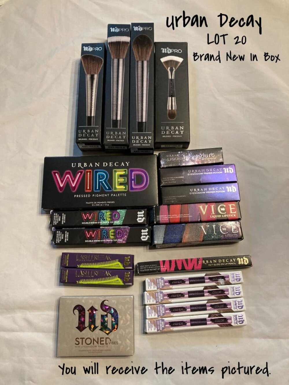 Urban Decay Makeup Lot: 20 Eyeshadows, Eyeliners & Brushes Set New In Box